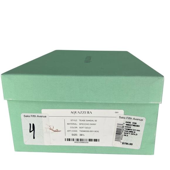 Aquazzura Tease Soft Gold Leather Kitten Heel Sandals Size 38.5 - Picture 13 of 15